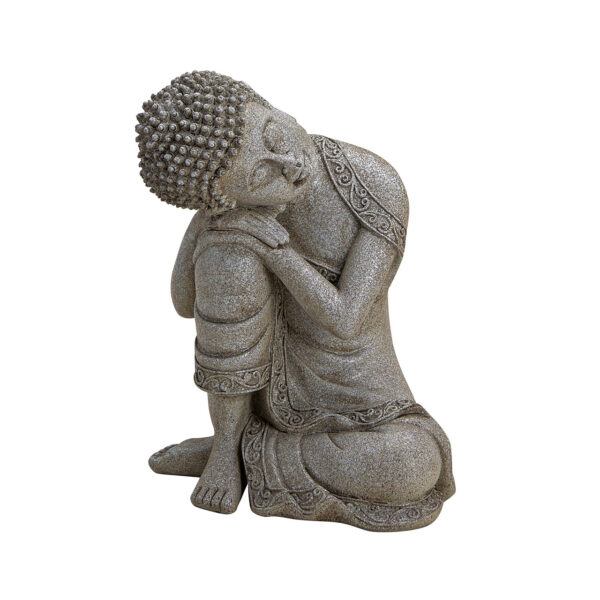 Buda sentado, poli gris, 14,0 x 20 cm