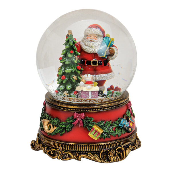 Bola de nieve/caja de música Papá Noel resina polivinílica/vidrio 15x11cm