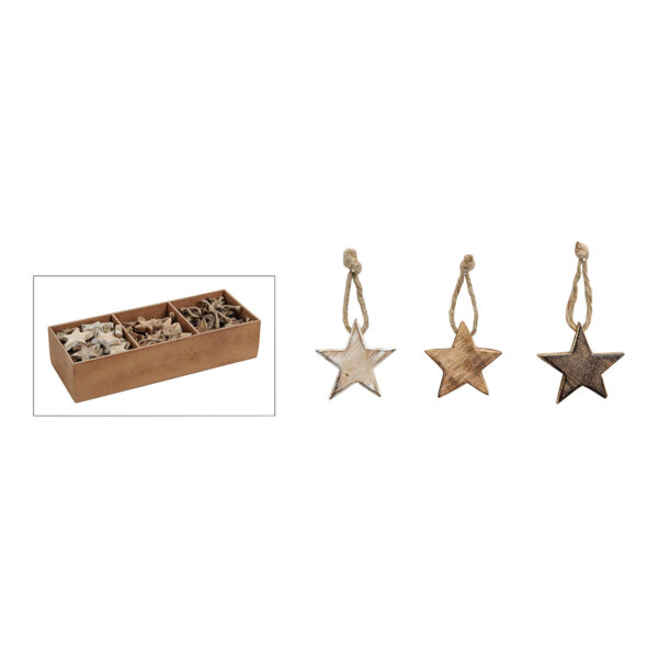 Para colgar estrella madera marrón 3 uds 5cm