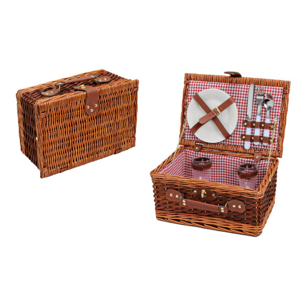Cesta de picnic 2 personas 11 partes 36x25x18cm