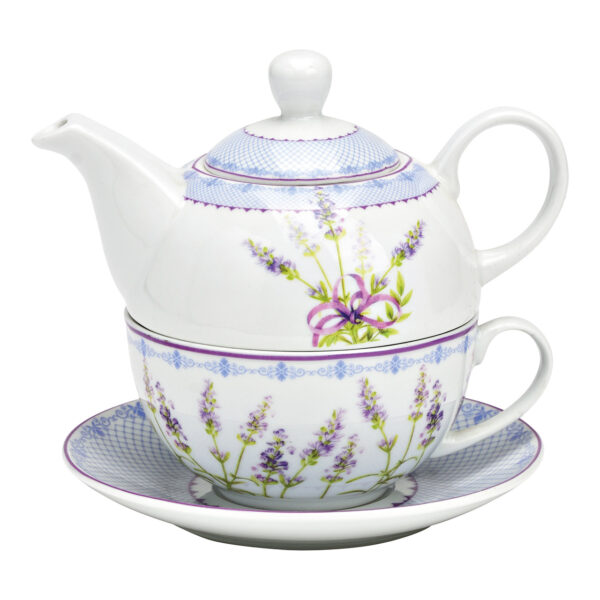 Juego de tetera de porcelana lavanda de 3 piezas
