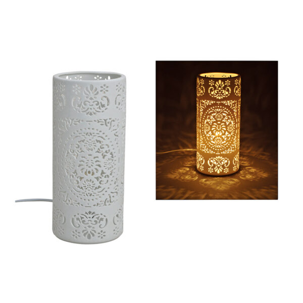 Lámpara de mesa de porcelana blanca de 28 x 12 cm de diámetro sin bombilla