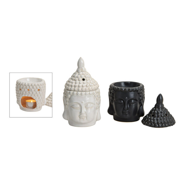 Quemador de fragancias cabeza de buda cerámica 2 uds. 20x11cm