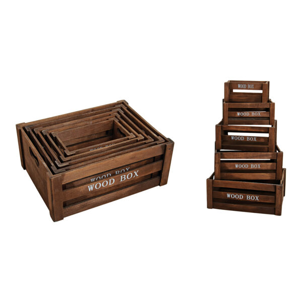 Juego de cajas de madera de 5 piezas en diferentes tamaños.