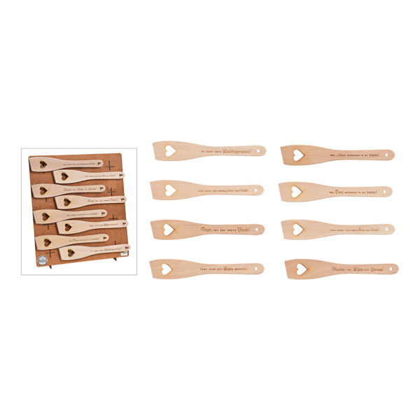 Rebanada de cocina con 8 eslóganes, 32 piezas en exposición, madera