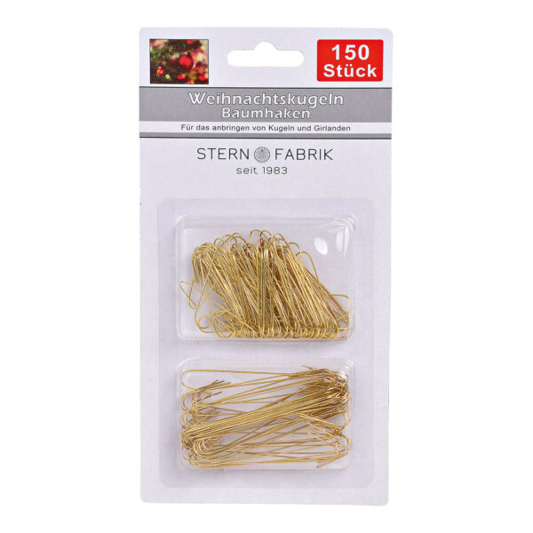 Juego de 150 Para colgars para colgar bolas navideñas, de metal, color dorado