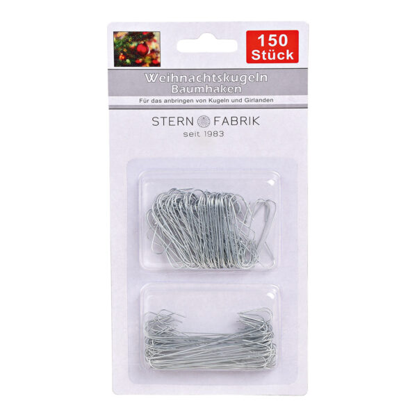 Juego de 150 Para colgars para colgar bolas navideñas, de metal, color plateado
