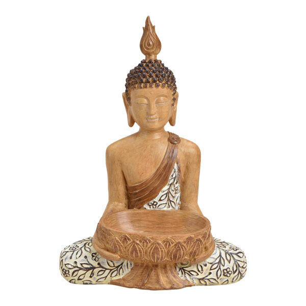 Buda sentado, poliresina, beige (ancho/alto/profundidad) 46x35x48cm