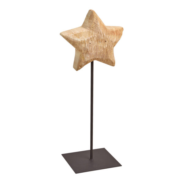 Estrella sobre base madera/metal negro/marrón 20x50x3cm