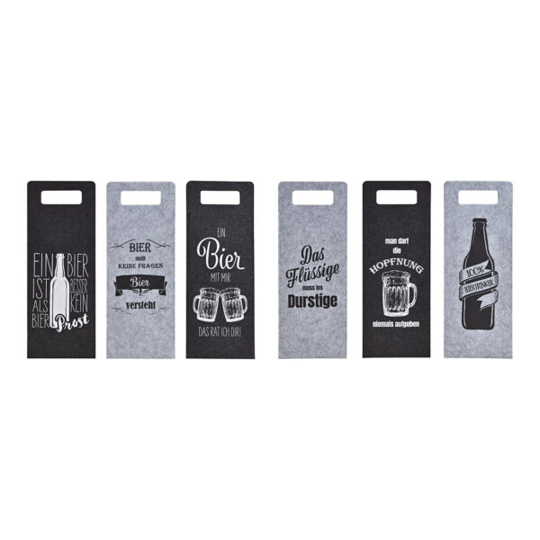 Portabotellas de cerveza de fieltro gris, 6 unidades, 14 x 38 cm