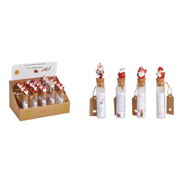 Tubo de ensayo Moneygift de cristal transparente con diseño de Papá Noel, 3 unidades, 16 cm