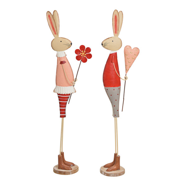 Conejo de metal rosa 2 uds., (ancho/alto/profundidad) 11x45x7cm