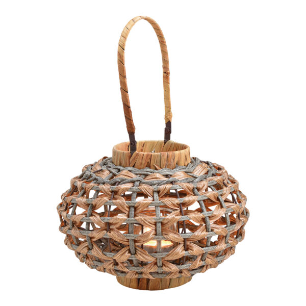 Farol de plástico, cristal, metal marrón (ancho/alto/profundidad) 28x23x28cm
