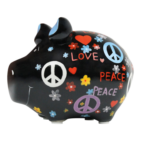 Hucha kcg cerdito pequeño, cerdo hippie, cerámica (ancho/alto/profundidad) 12,5x9x9 cm