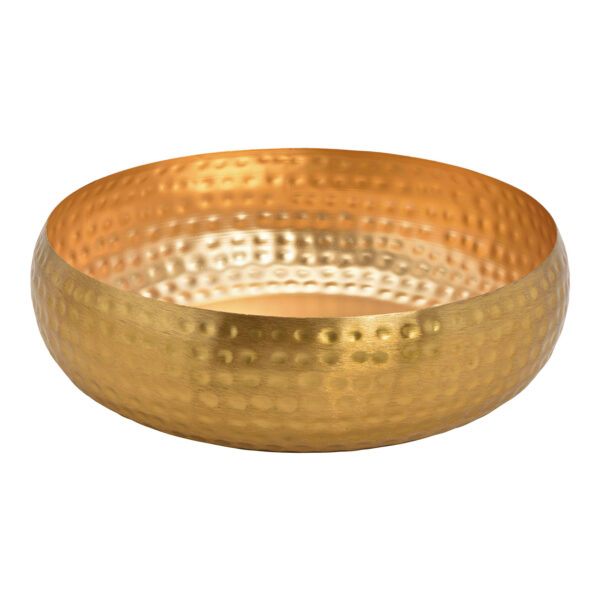 Cuenco decorativo de metal dorado (ancho/alto/profundidad) 35x10x35cm