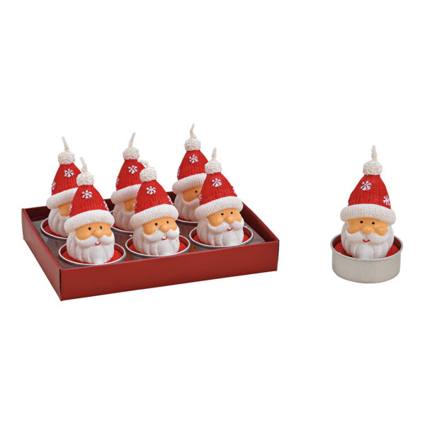 Juego de velas de té santa 4x6x4cm hechas de cera roja juego de 6, (ancho/alto/profundidad) 14x7x10cm