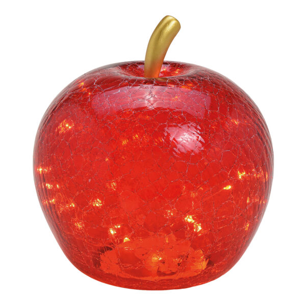 Manzana con 30 led, con temporizador, fabricada en cristal rojo (ancho/alto/profundidad) 22x24x22cm