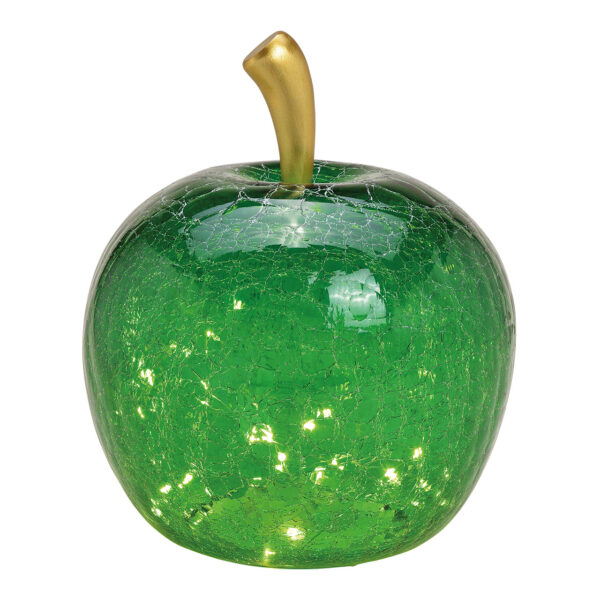 Manzana con 40 led, con temporizador, fabricada en cristal verde oscuro (ancho/alto/profundidad) 27x30x27cm