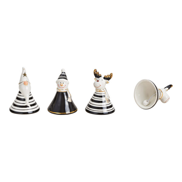 Campana, Papá Noel, alce, muñeco de nieve de cerámica negra, blanca, 3 surtido, (ancho/alto/fondo) 7x10x7cm