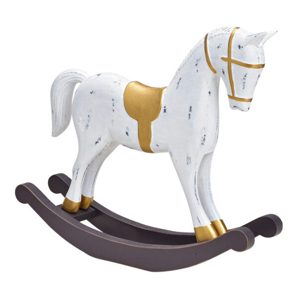 Caballo balancín de madera blanco, dorado (ancho/alto/profundidad) 37x31x8cm