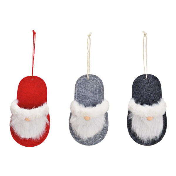 Para colgar navideña zapatilla de Papá Noel de fieltro gris, rojo 3 surtido, (ancho/alto/fondo) 8x16x5cm