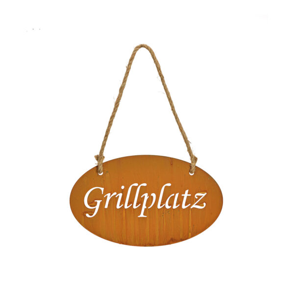Para colgar para barbacoa con acabado oxidado, fabricada en metal color marrón 30x18cm