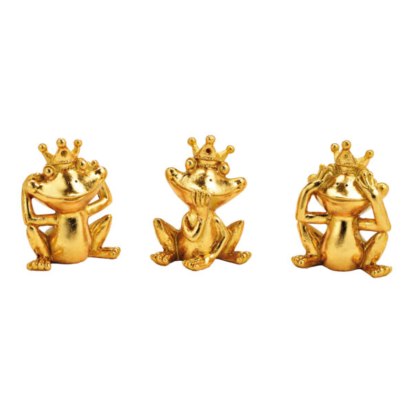 Rey Rana fabricado en poli oro 3 veces, (An./Al./Pr.) 6x8x4cm