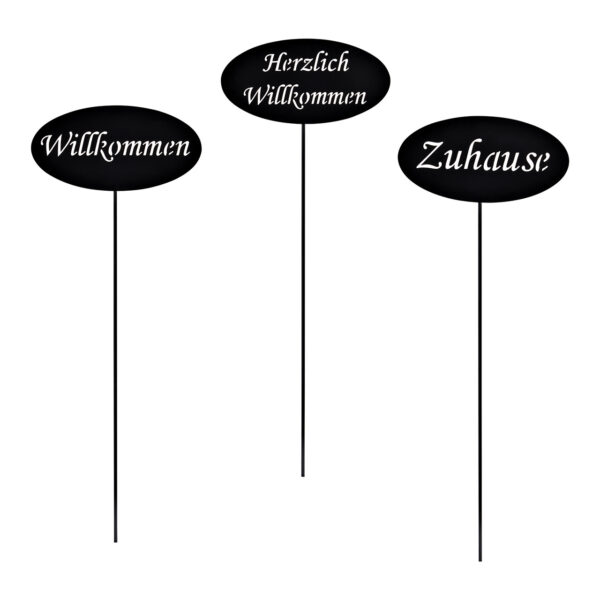 Enchufe, Willkommen, Herzlich Willkommen, Zuhause, metal negro 3 veces, (ancho/alto) 20x60cm