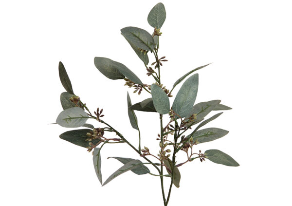 Flores artificiales rama de eucalipto 60 cm verde-gris