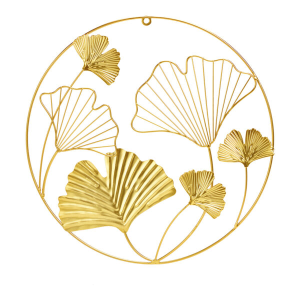 Perchero de pared ginkgo metal dorado, 40x40cm Ø40cm