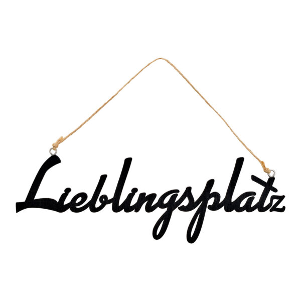 Para colgar con letras lugar favorito de madera negra, 22x7cm