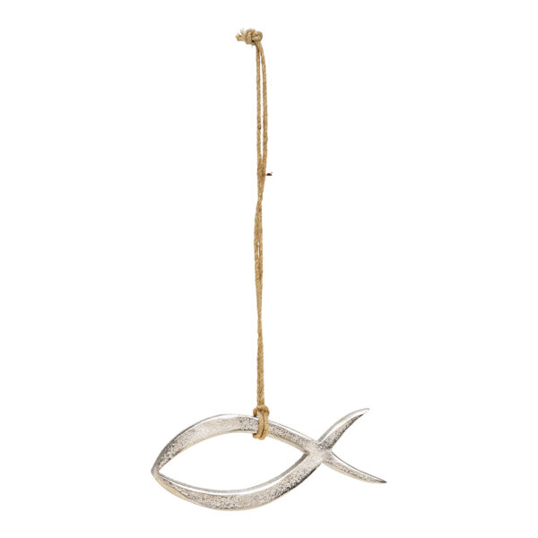 Para colgar pez cristiano de metal plata (An/Al/Pr) 18x7x1cm