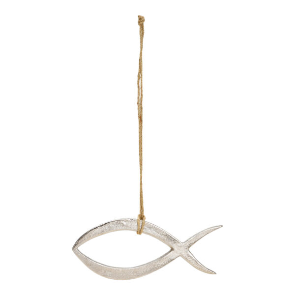 Para colgar pez cristiano de metal plata (An/Al/Pr) 22x9x1cm