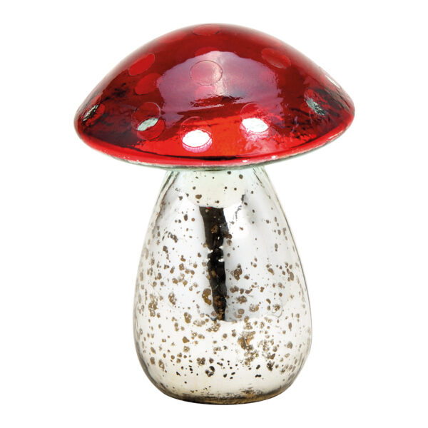 Hongo de cristal rojo, plata (ancho/alto/profundidad) 9x12x9cm