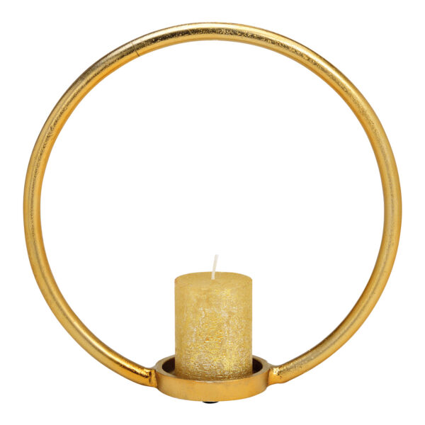 Candelabro de metal circular dorado (An./Al./Pr.) 32x32x10cm