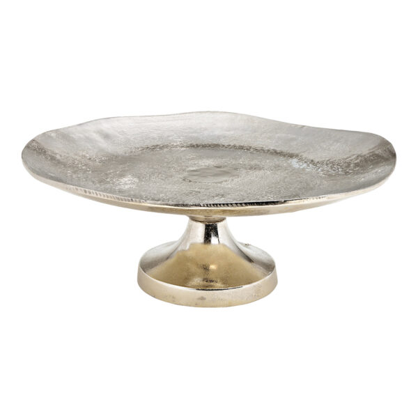 Plato sobre base, fabricado en metal plateado (An./Al./Pr.) 48x19x48cm