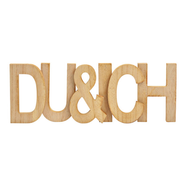 Letras DU e ICH de madera natural (ancho/alto/profundidad) 43 x 15 x 3 cm