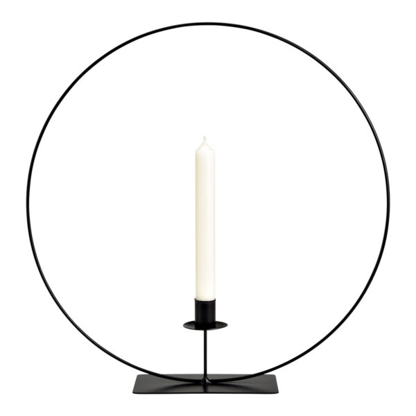 Candelabro de metal con forma de aro, color negro (ancho/alto/profundidad) 40 x 40 x 8 cm