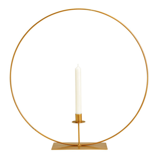 Candelabro de metal con forma de aro dorado (ancho/alto/profundidad) 50 x 50 x 10 cm