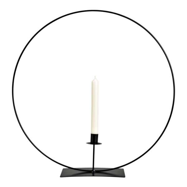 Candelabro de metal con forma de aro, color negro (ancho/alto/profundidad) 50 x 50 x 10 cm