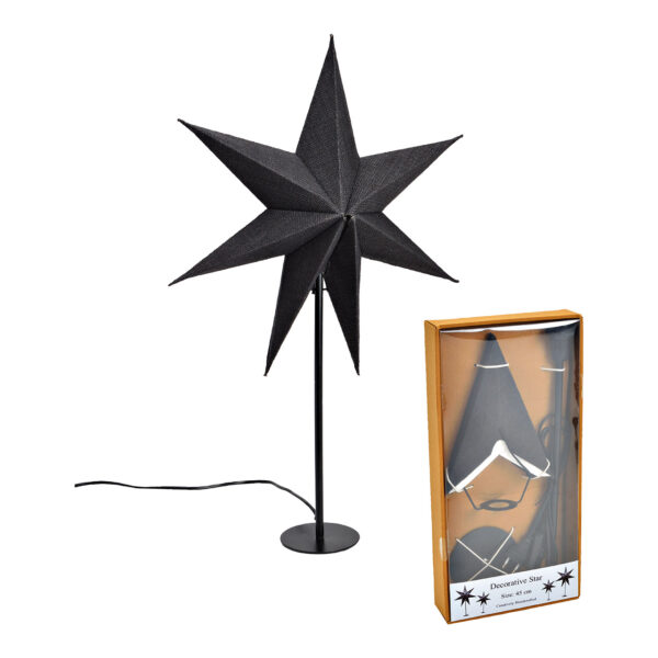 Lámpara de luz estrella 7 puntas 45cm de papel/cartón, yute, metal negro (An/Al/Pr) 45x66x15cm
