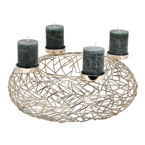 Cesta para corona de Adviento de metal plateado (An./Al./Pr.) 44x17x44cm