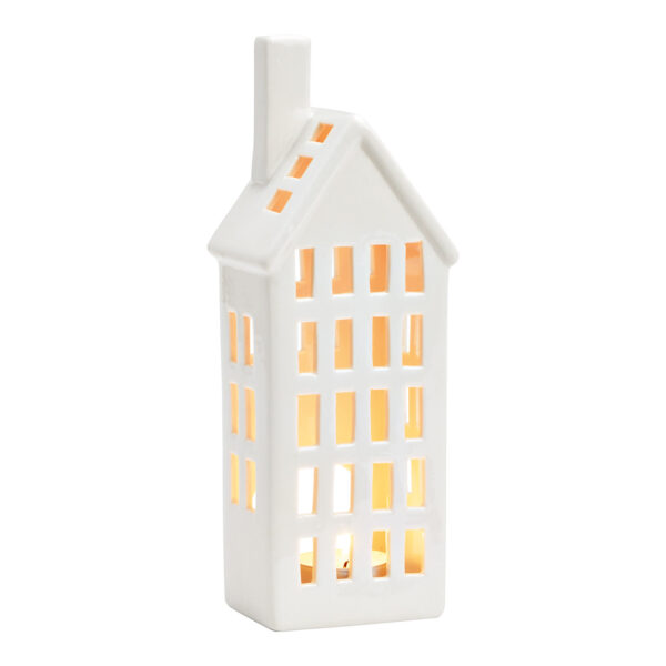 Casita de porcelana con luz de viento Blanca (An./Al./Pr.) 8x22x6cm