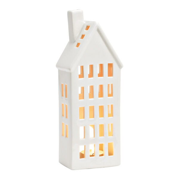 Casita de porcelana con luz de viento Blanca (An./Al./Pr.) 10x26x7cm