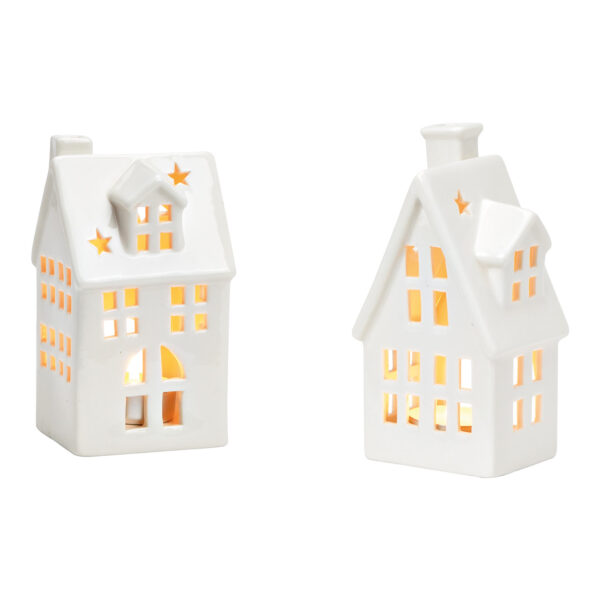 Faro de viento para casita de porcelana blanca, 2 compartimentos, (ancho/alto/fondo) 7x14x5cm