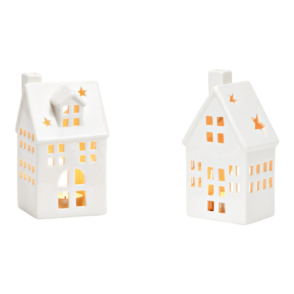 Faro de viento para casita de porcelana blanca, 2 compartimentos, (ancho/alto/fondo) 8x16x7cm
