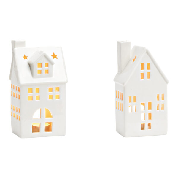 Faro de viento de porcelana blanco, doble hoja, (ancho/alto/profundidad) 9 x 19 x 7 cm
