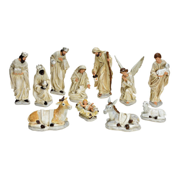 Juego de 11 pesebres de Poly Champagne, (alto) 7-27 cm