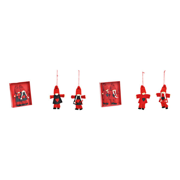 Para colgar navideña set invierno niño 7x11x2cm madera, tela, fieltro rojo set de 2, doble pliegue, (ancho/alto/fondo) 11x13x3cm