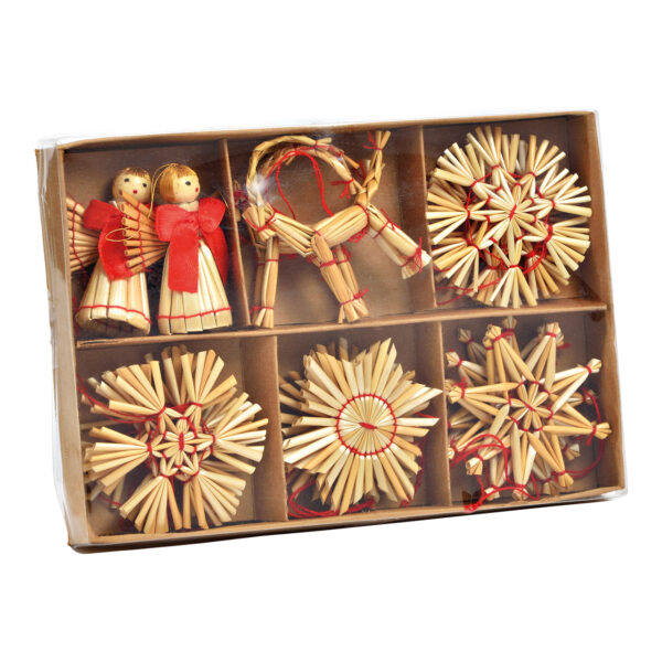 Juego de Para colgars navideñas de paja natural, 20 unidades, Ø6cm